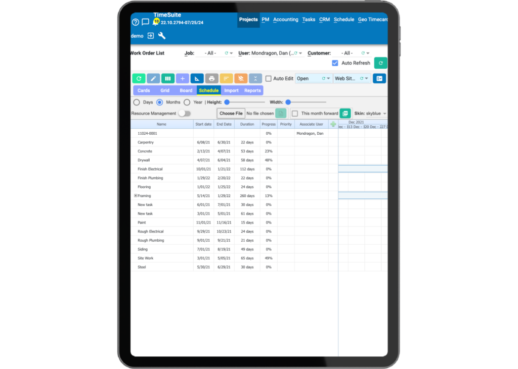 Home page timesuite